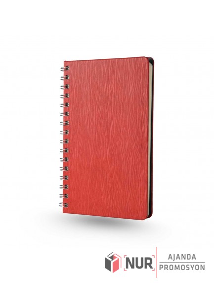 Spiralli Tarihsiz Termo Deri Kapaklı Krem Kağıt 13x21 cm Promosyon Defter